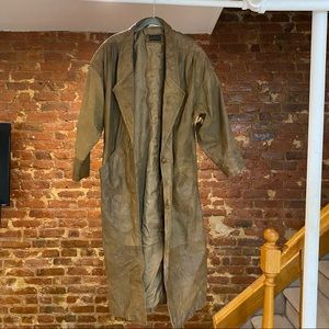 100% Leather Brown Vintage Trench Coat